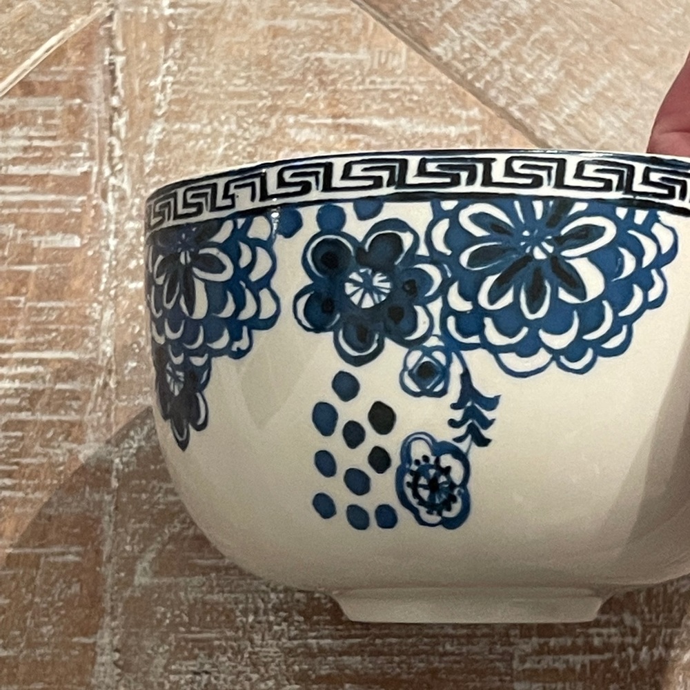 Anthropologie Be Happy Blue Floral Lg Cereal Bowl